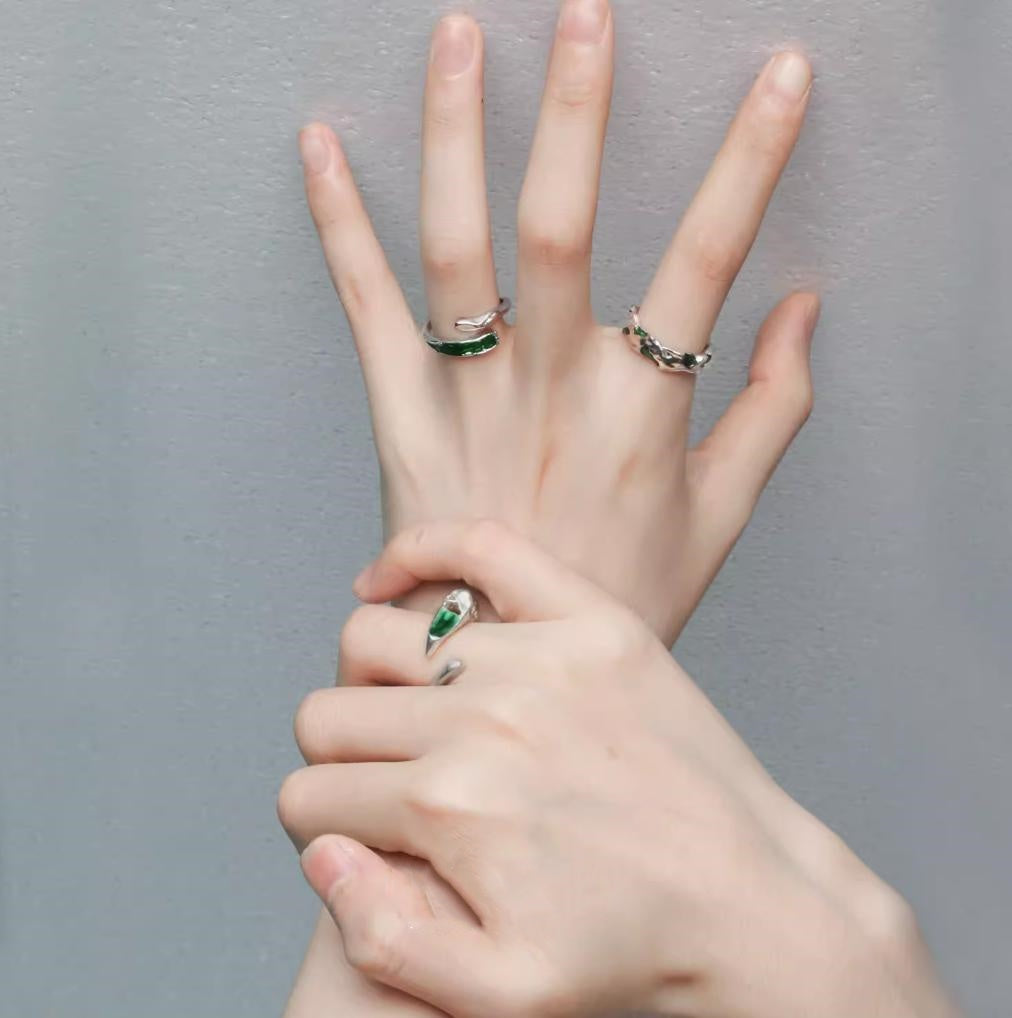 Designer Unisex Slytherin Schlangen offener Ring