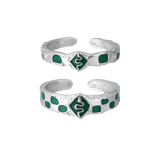 Offene Ringe aus Slytherin-Schlange, S925 Silber, Unisex
