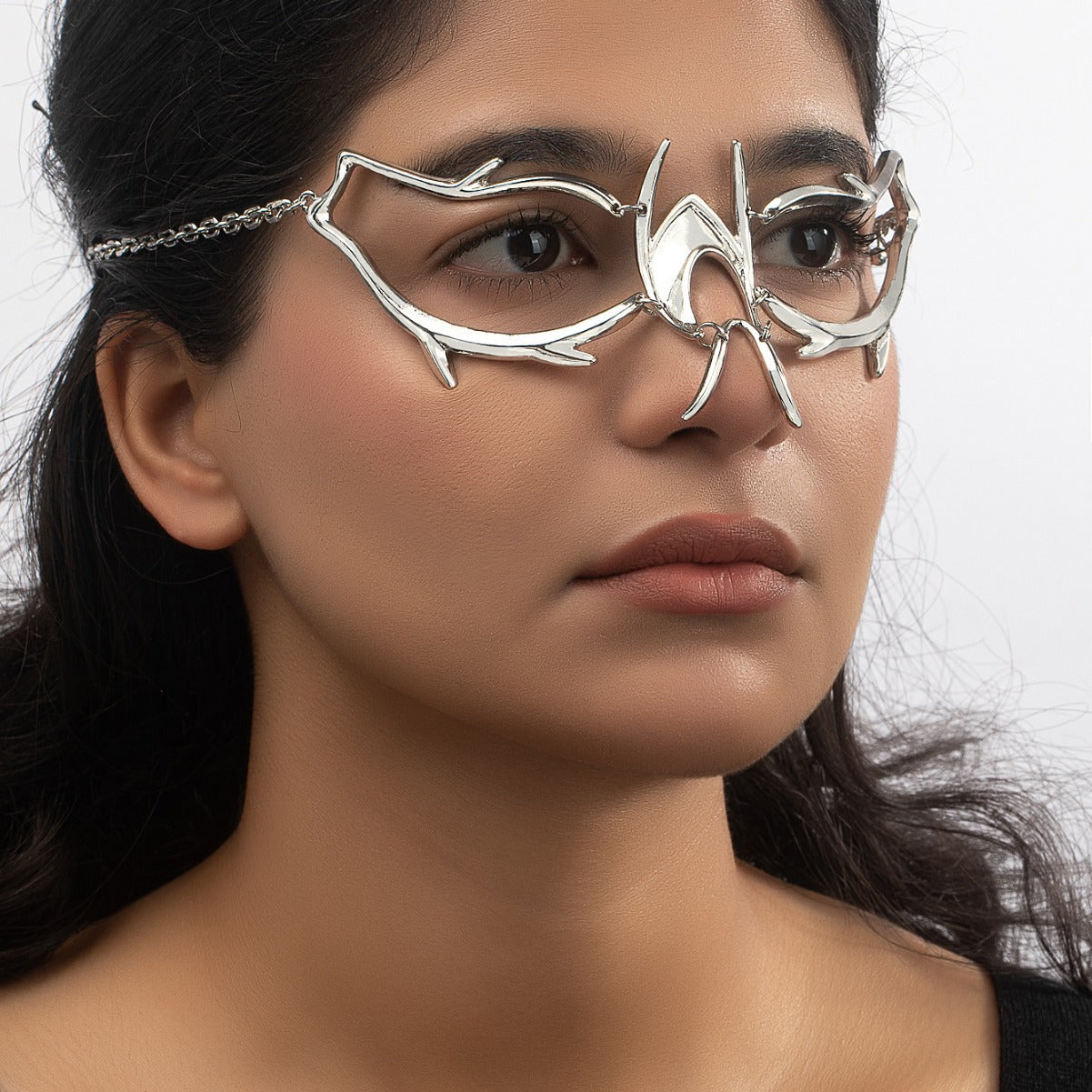 Silberne Cyberpunk-Gesichtsmaske, Unisex