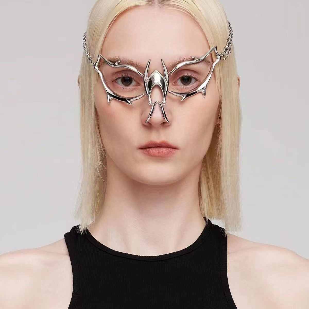 Silberne Cyberpunk-Gesichtsmaske, Unisex