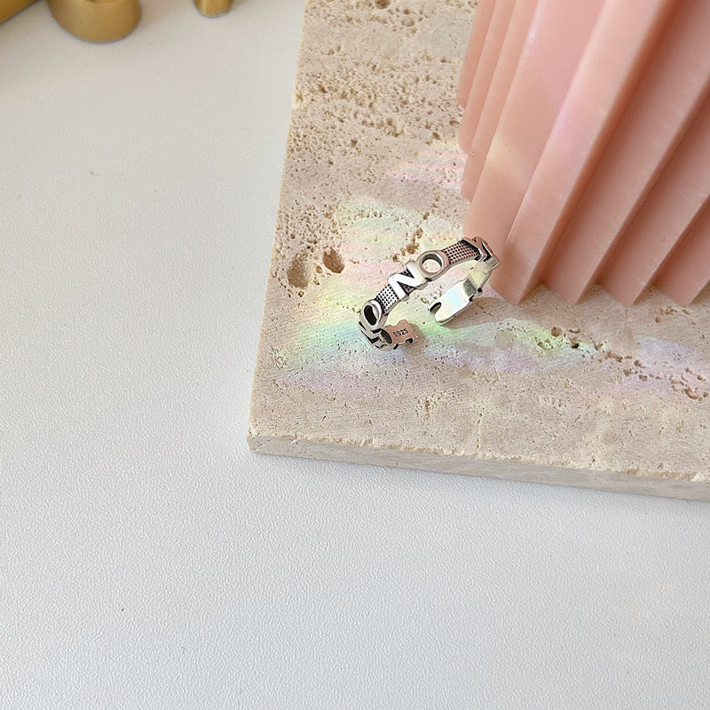 Vintage S925 Silber Ja oder Nein Verstellbarer Ring