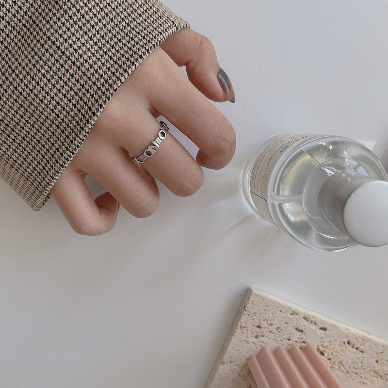 Vintage S925 Silber Ja oder Nein Verstellbarer Ring