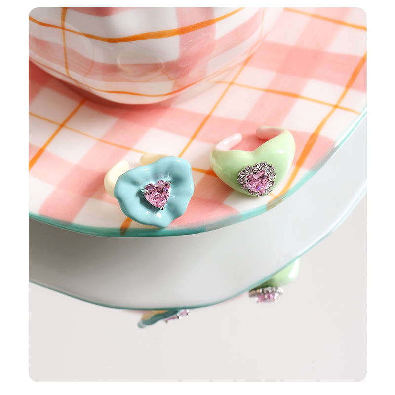 Y2K Süßer Herz HandTropfen Ring