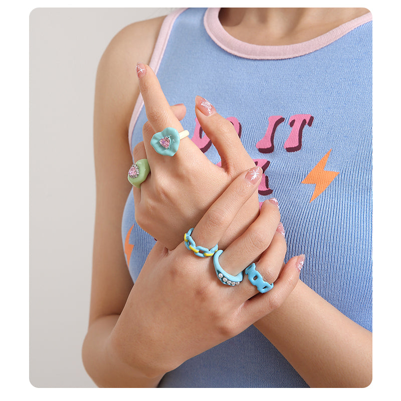 Y2K Süßer Herz HandTropfen Ring