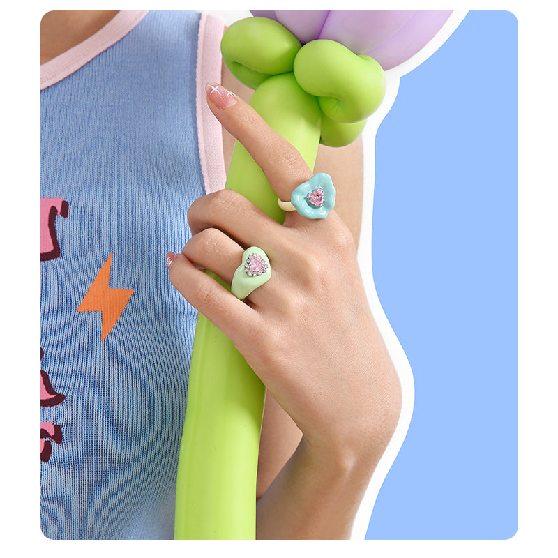 Y2K Süßer Herz HandTropfen Ring