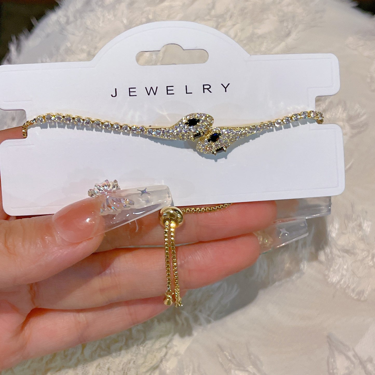 Schickes, elegantes Damen-Strass-Schlangenarmband mit Kordelzug