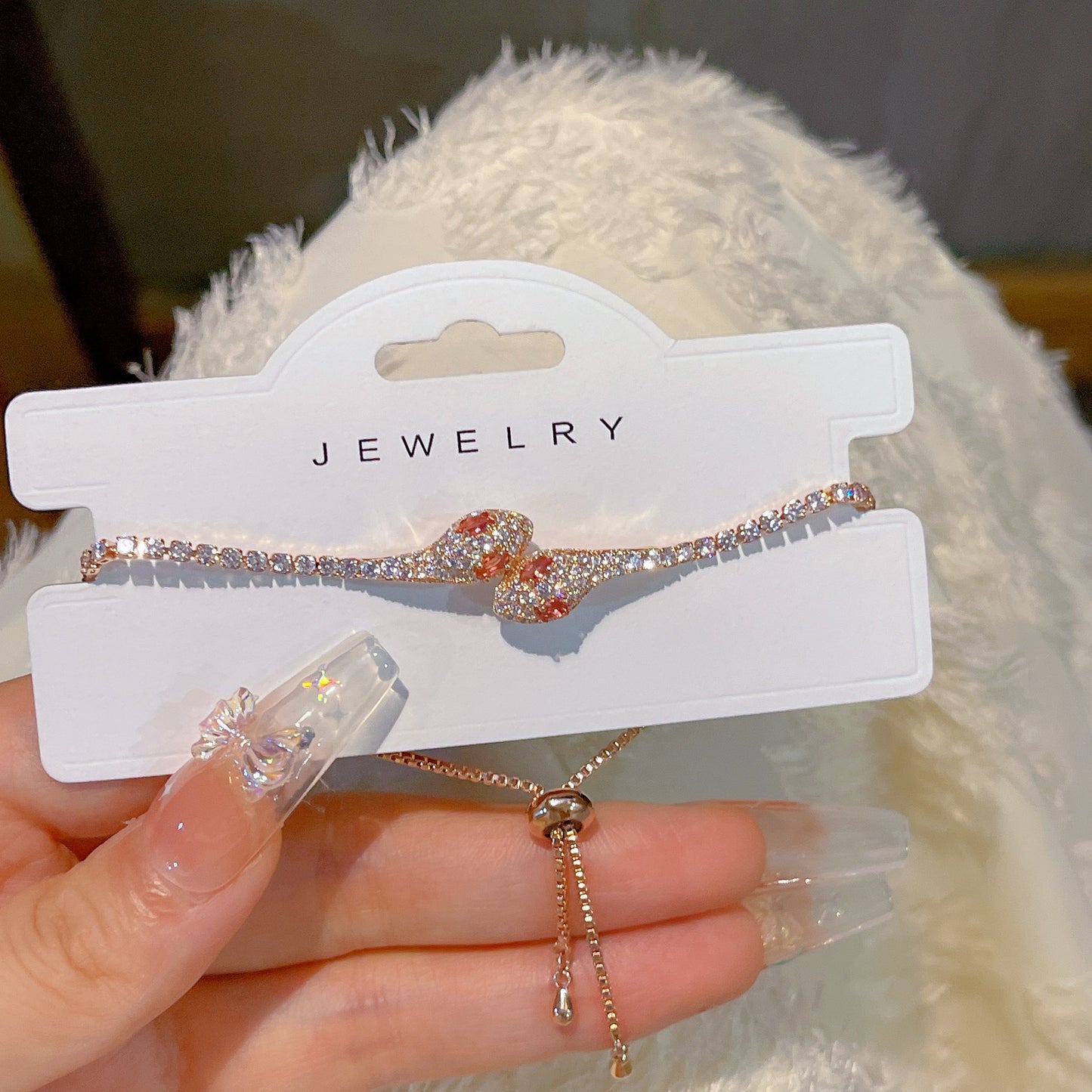 Schickes, elegantes Damen-Strass-Schlangenarmband mit Kordelzug