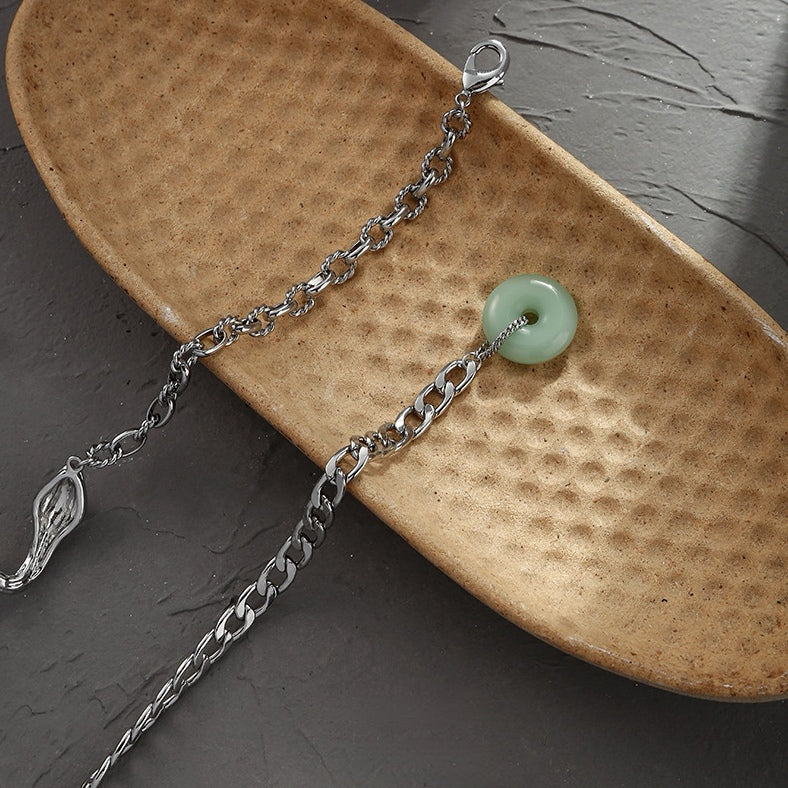 Slytherin Schlangen-Jade-Donut-Quasten-Hüftkette