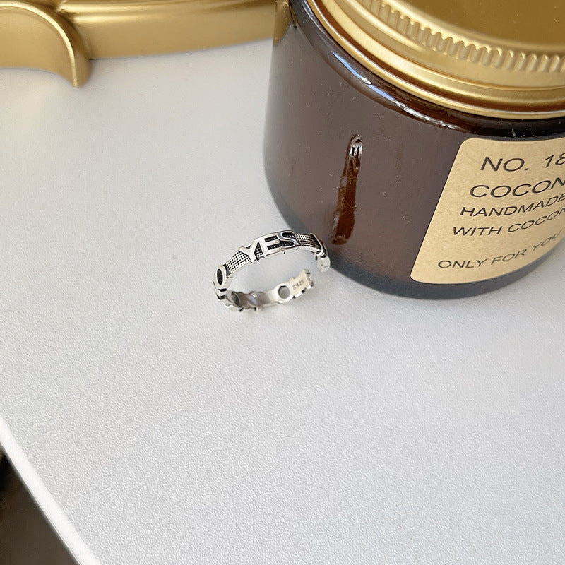Vintage S925 Silber Ja oder Nein Verstellbarer Ring