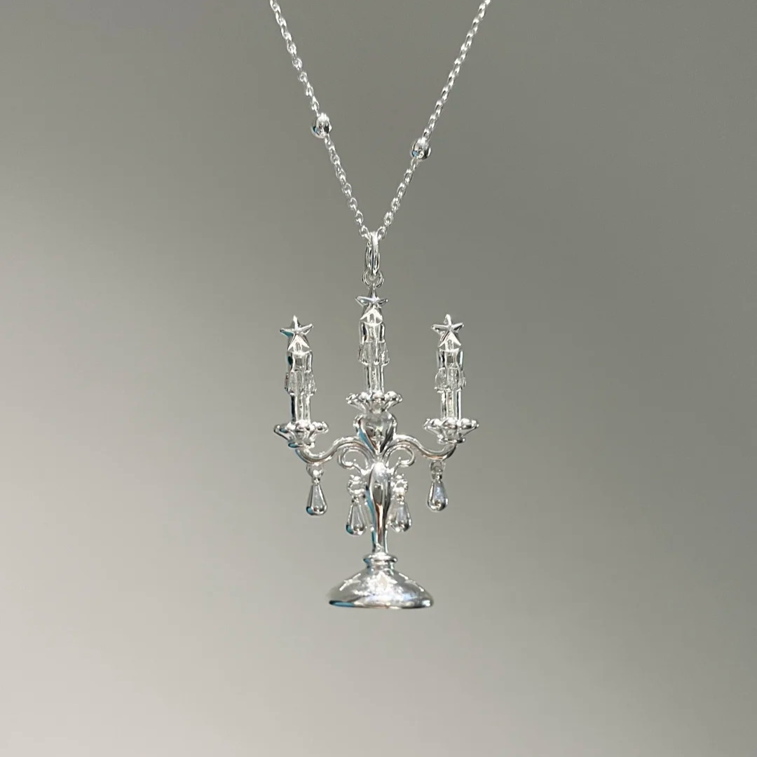 Vintage Silber Kerzenständer Stern Halskette