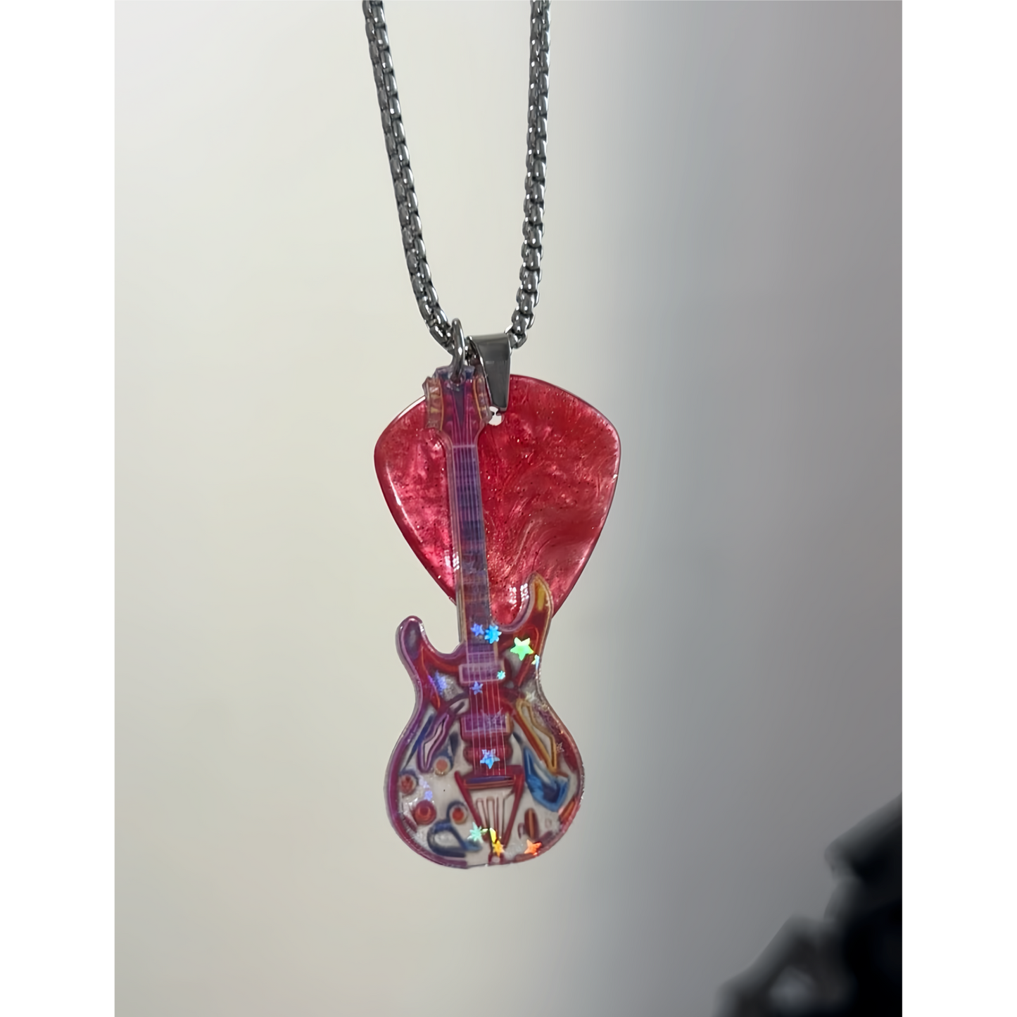 Pink Guitar Pick Necklaces