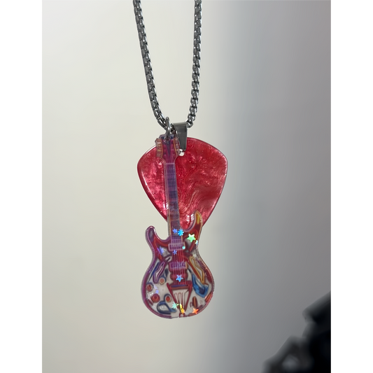 Pink Guitar Pick Necklaces