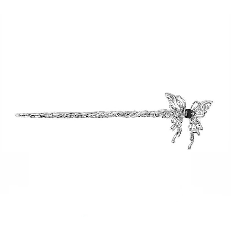 Chic Designer Silver High-fashion Butterfly Metal Hairpin