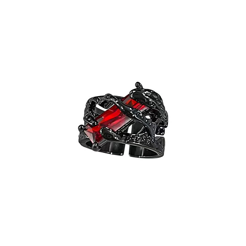 Sylus Unisex Dark Punk Designer Vintage Rot Strass Ring