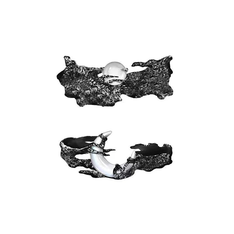 Offener Designer-Sonne- und Mondpaarring