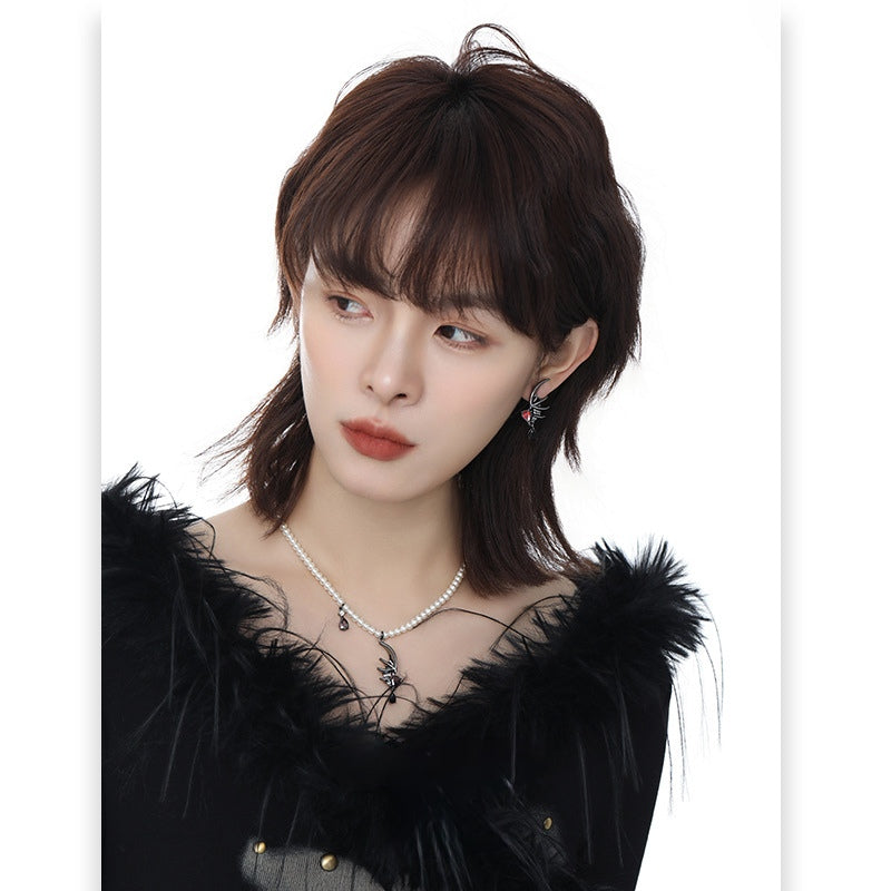 Gothic Black Flying Bat Stud Earrings