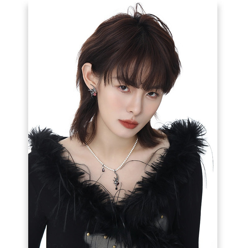 Gothic Black Flying Bat Stud Earrings