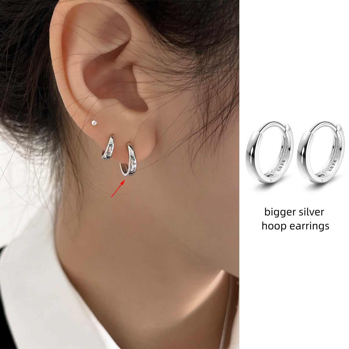 Schlichte S999 Silber Unisex Creolen