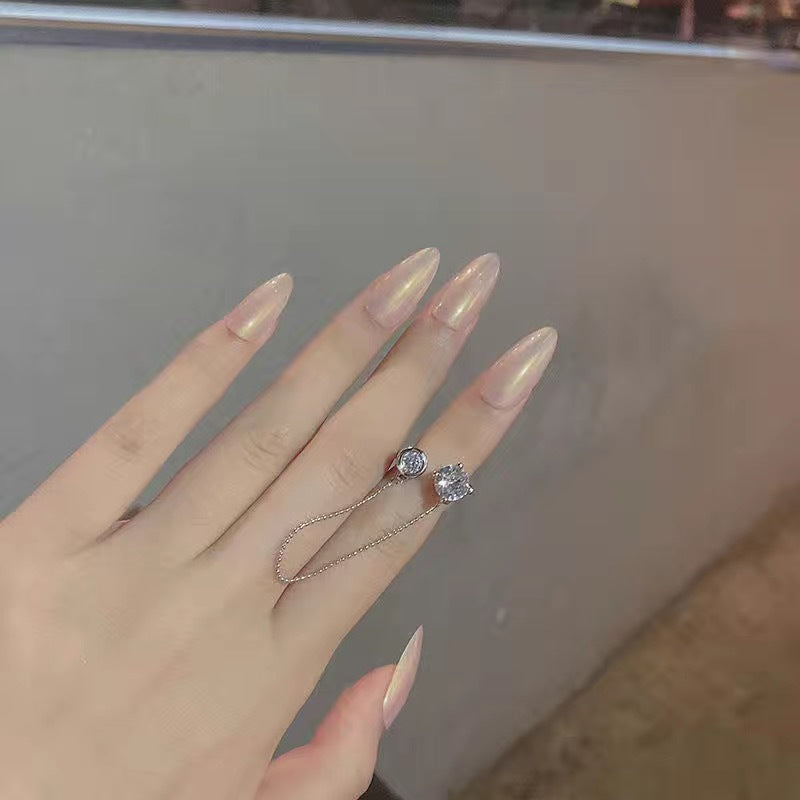 Glänzender Strass Zirkon Schmetterling Öffnung Verstellbarer Ring