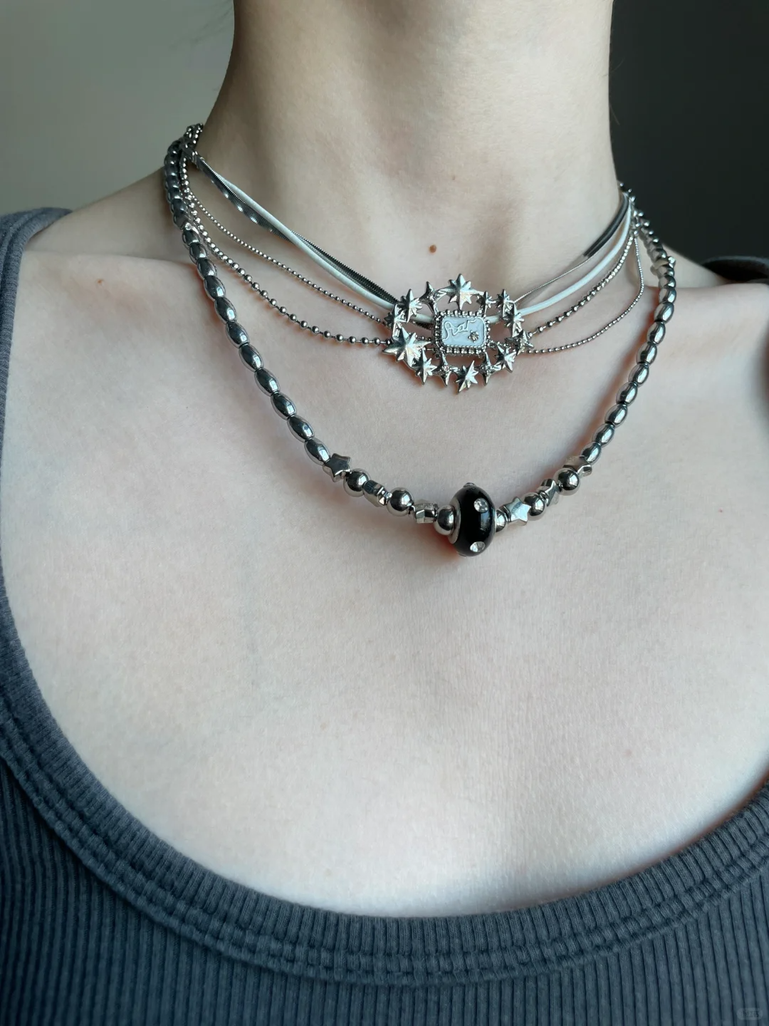 Y2K Sweet Girl Silber Stern Titan Stahl Halsband Halskette