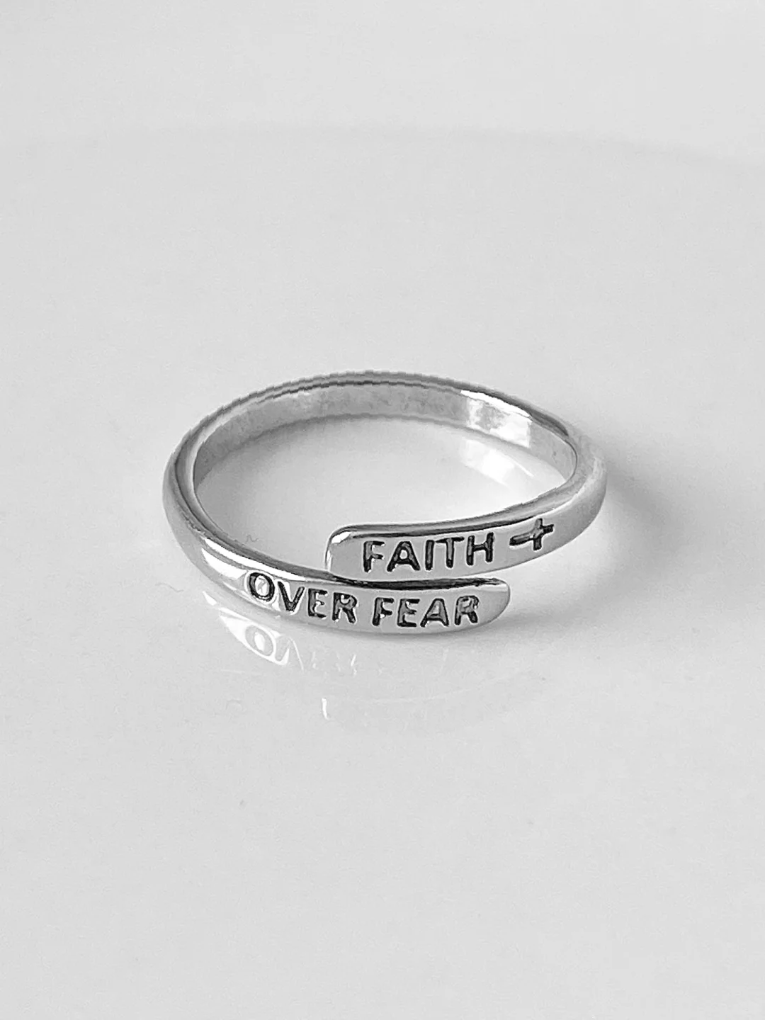 Faith Over Fear S925 Silver Open Rings