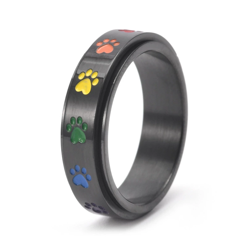 The Foxhole Court Rainbow Stainless Steel Rotatable rings