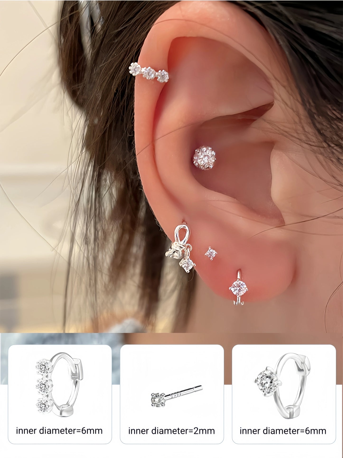 Y2k Style S999 Silver Bow Smile Zircon Earrings