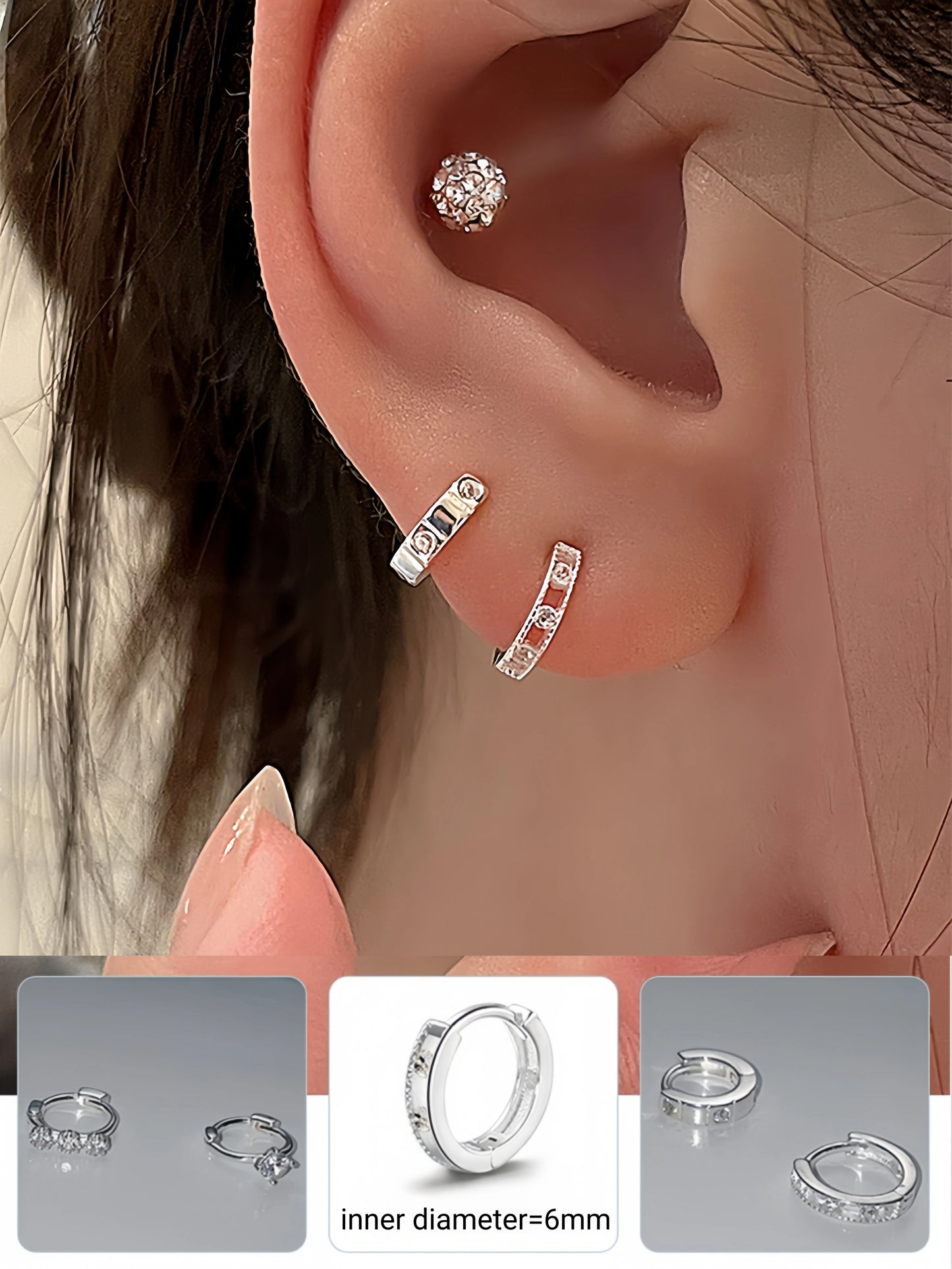 Y2k Style S999 Silver Bow Smile Zircon Earrings