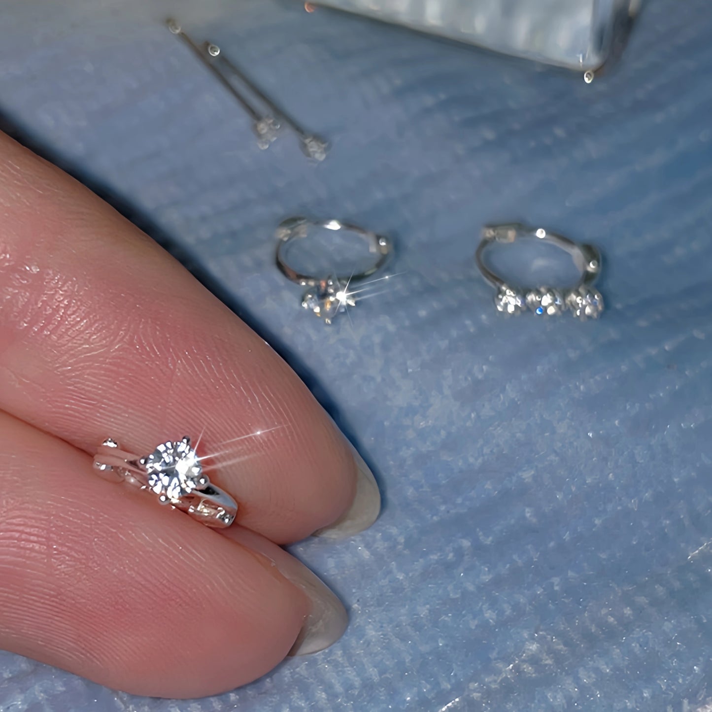 Y2k Style S999 Silver Bow Smile Zircon Earrings