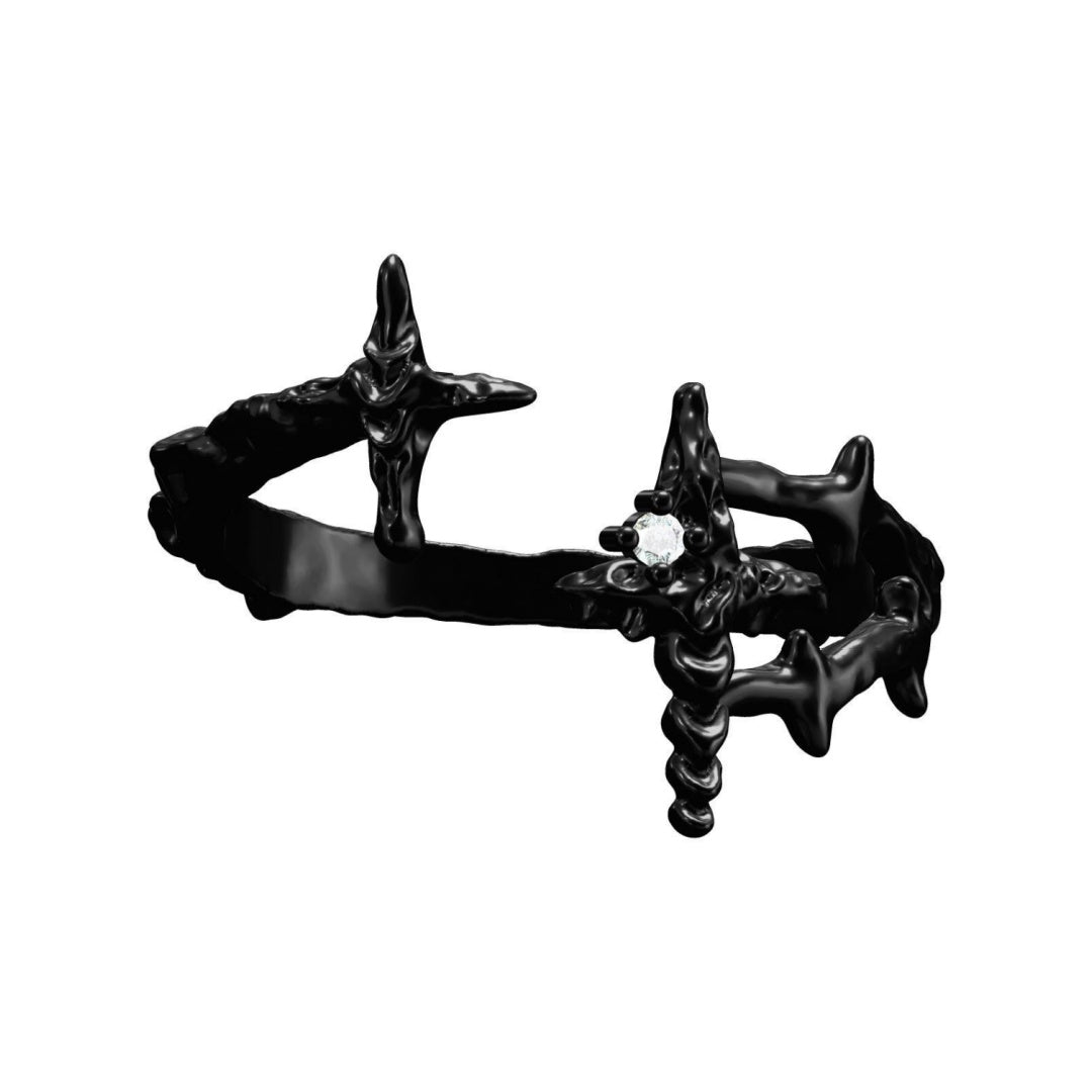 S925 Silber Designer Kreuz offener Ring