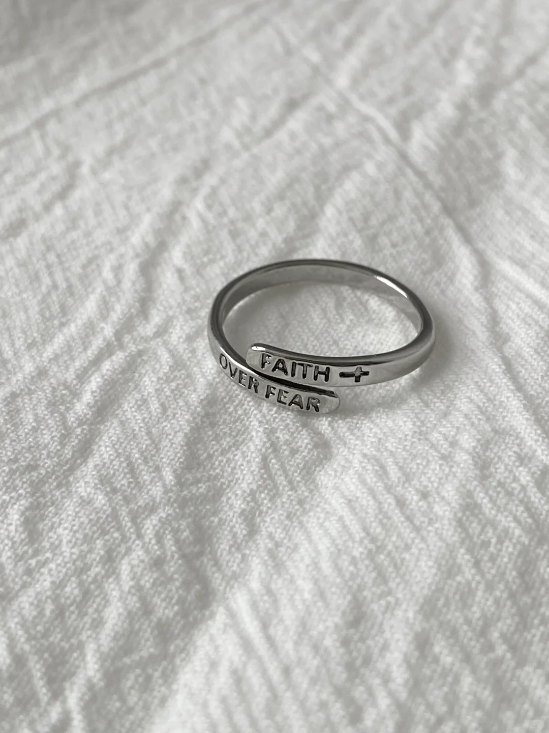 Faith Over Fear S925 Silver Open Rings