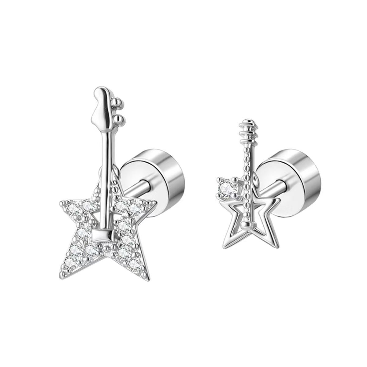 Shining Star Guitar Shining Asymmetrical Earrings