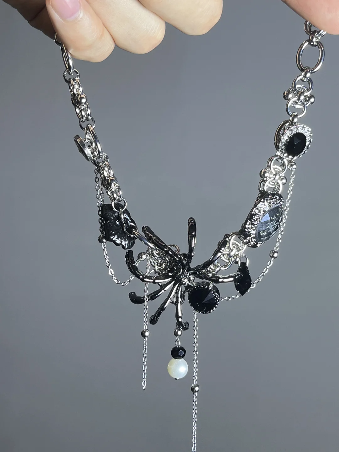 Gothic Schwarze Quaste Spinne Choker Halskette