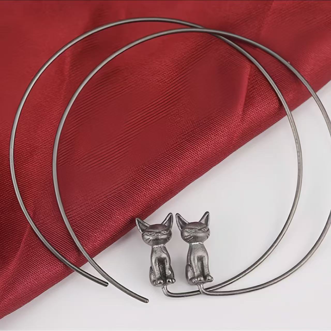 Designer Large Hoop Cat Earrings