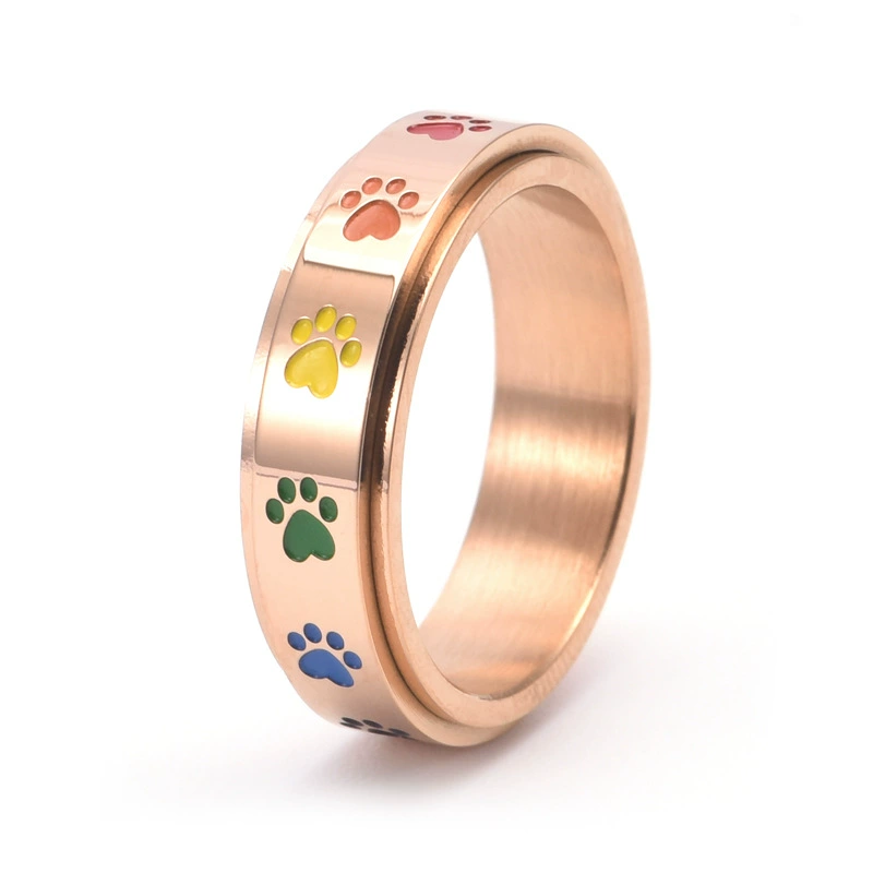 The Foxhole Court Rainbow Stainless Steel Rotatable rings