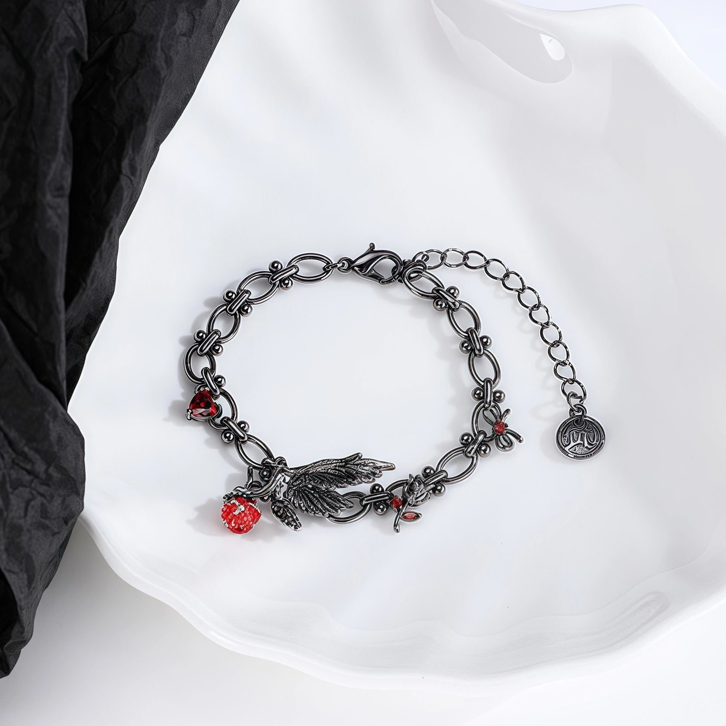 Dark Gothic Raven Rose Bracelet