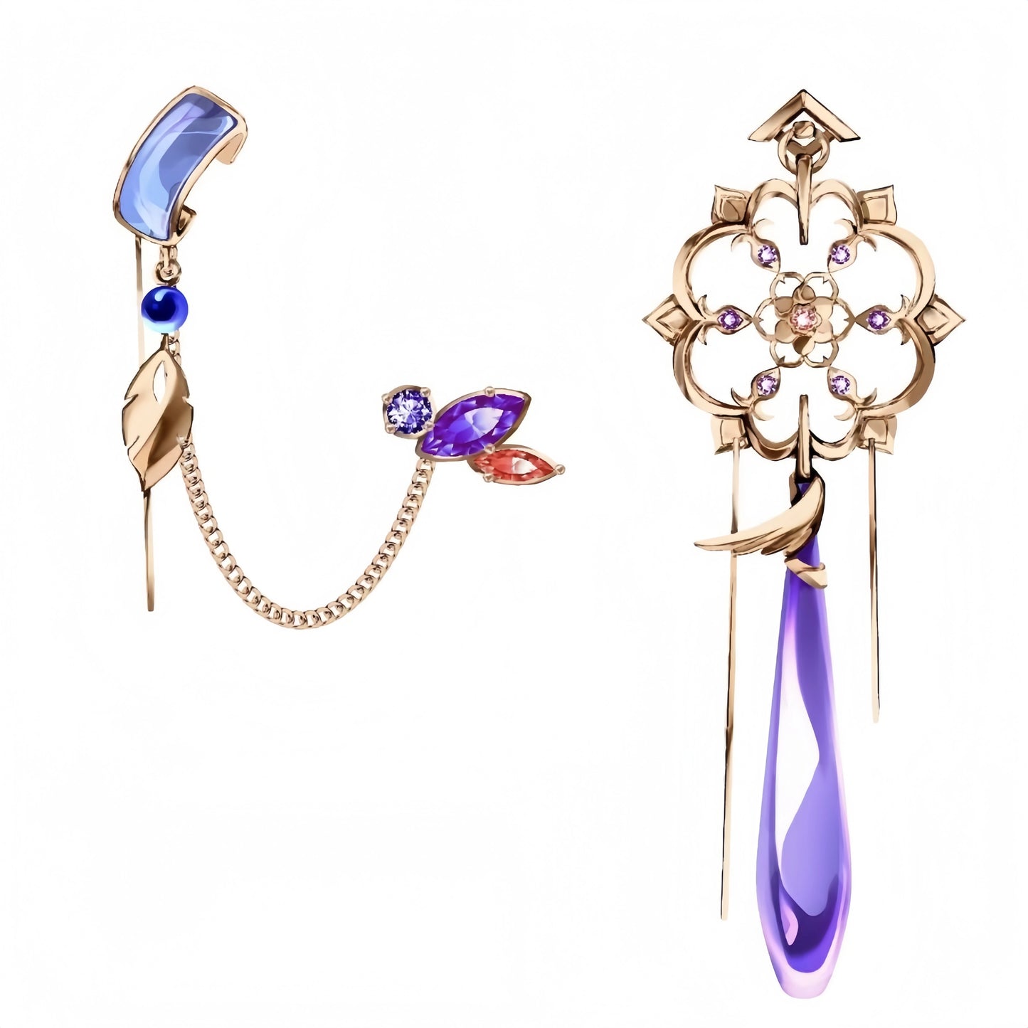 Wanderer Designer Blauer Scaramouche Genshin Impact Ohrring