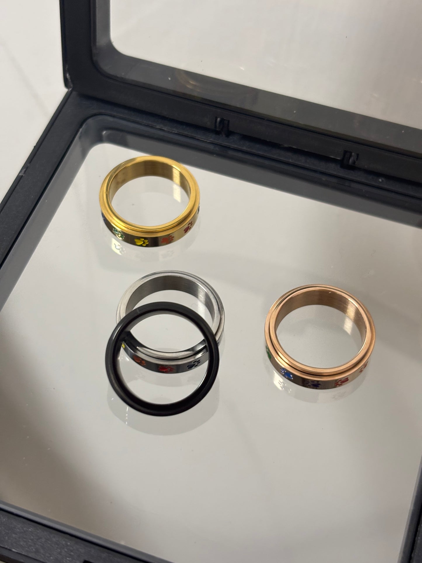 The Foxhole Court Rainbow Stainless Steel Rotatable rings