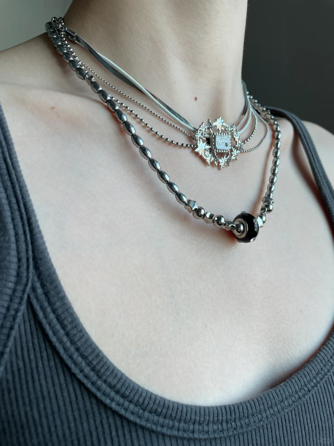 Y2K Sweet Girl Silber Stern Titan Stahl Halsband Halskette