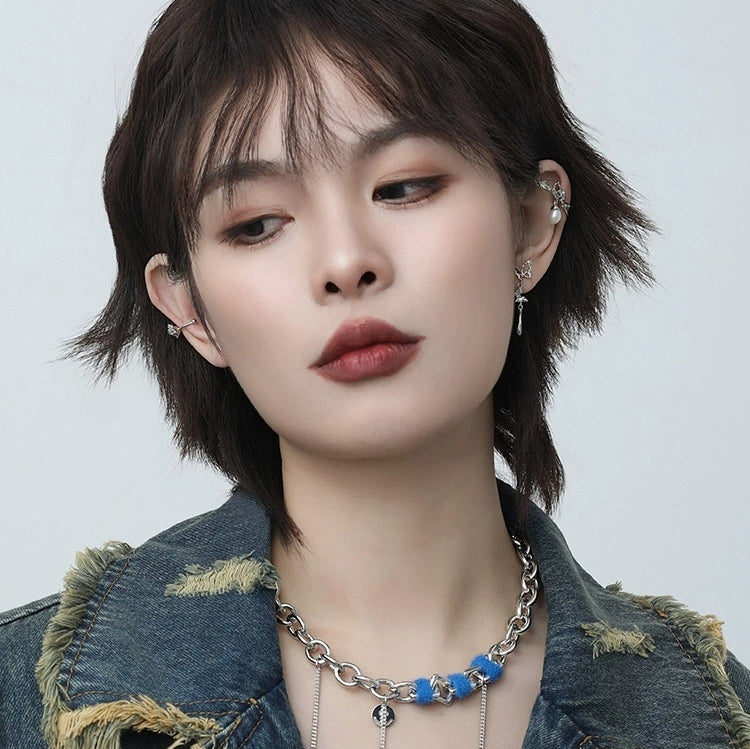 Hübsches Mädchen Designer Weiß Schmetterling Rose Perle Ohr Manschette &amp; Ohrstecker