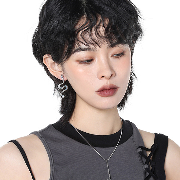 Schicke Ohrstecker mit Schlangen-Motiv in Blau