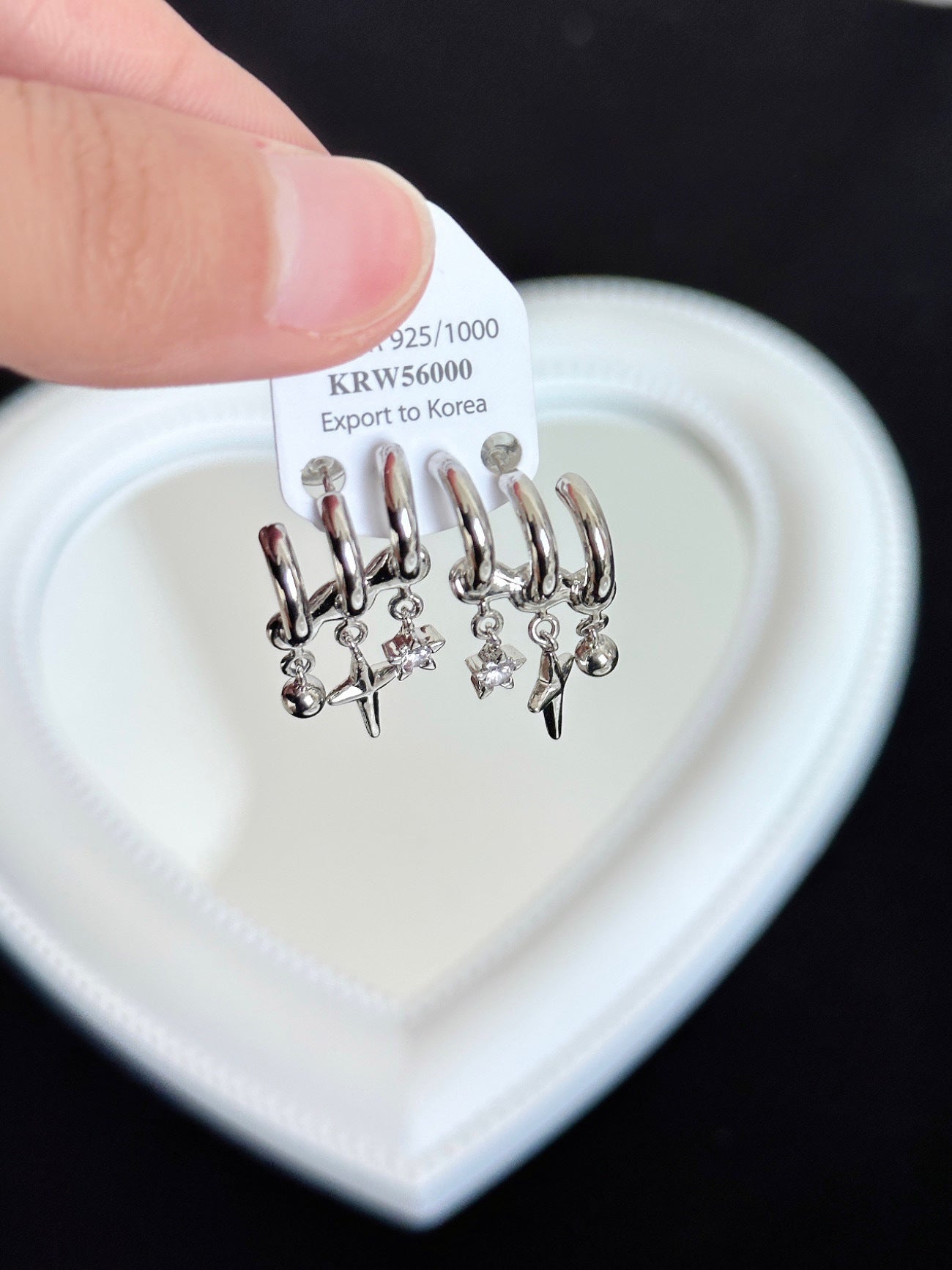 Designer-Ohrringe mit Strasssteinen in Silber für Damen