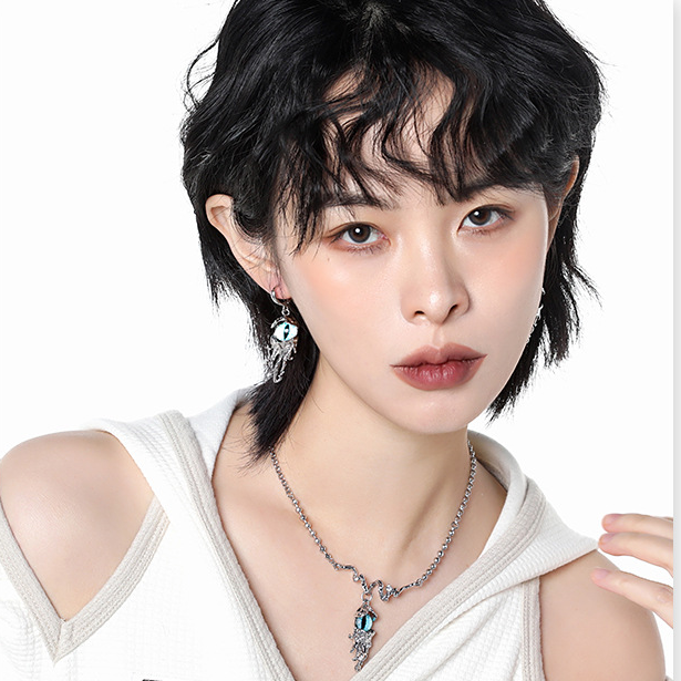 Designer-Creolen „Teufelsauge“ in Blau