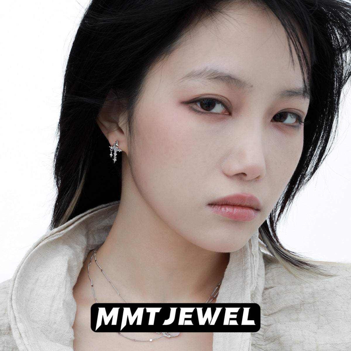 S925 Silber Schwert Stern &amp; Mond Ohrstecker