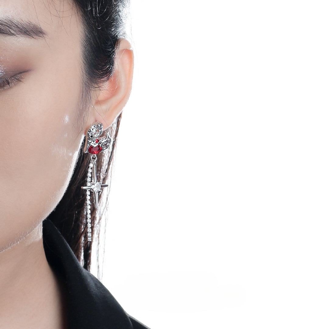 Schicke Ohrstecker für Mädchen mit rotem Herz und Stern