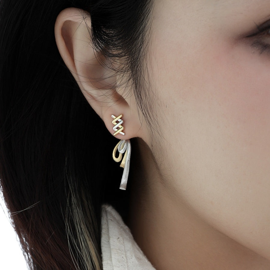 Süße S925 Silber Gold Schleife Ohrstecker