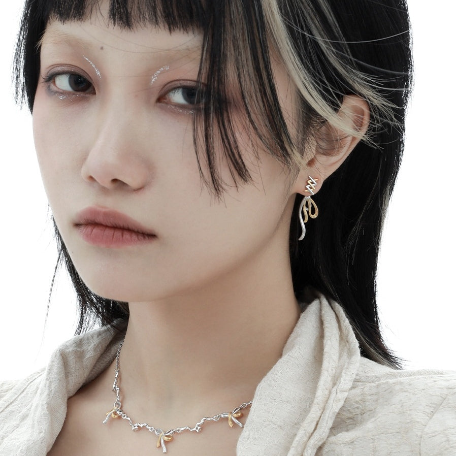 Süße S925 Silber Gold Schleife Ohrstecker