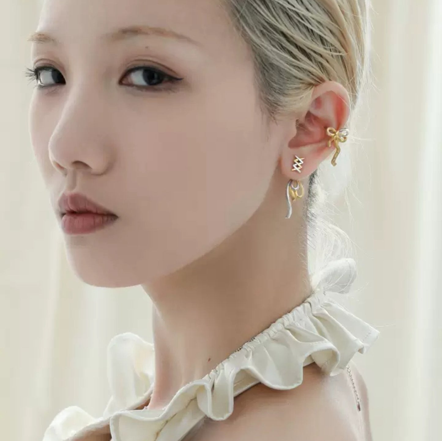 Süße S925 Silber Gold Schleife Ohrstecker