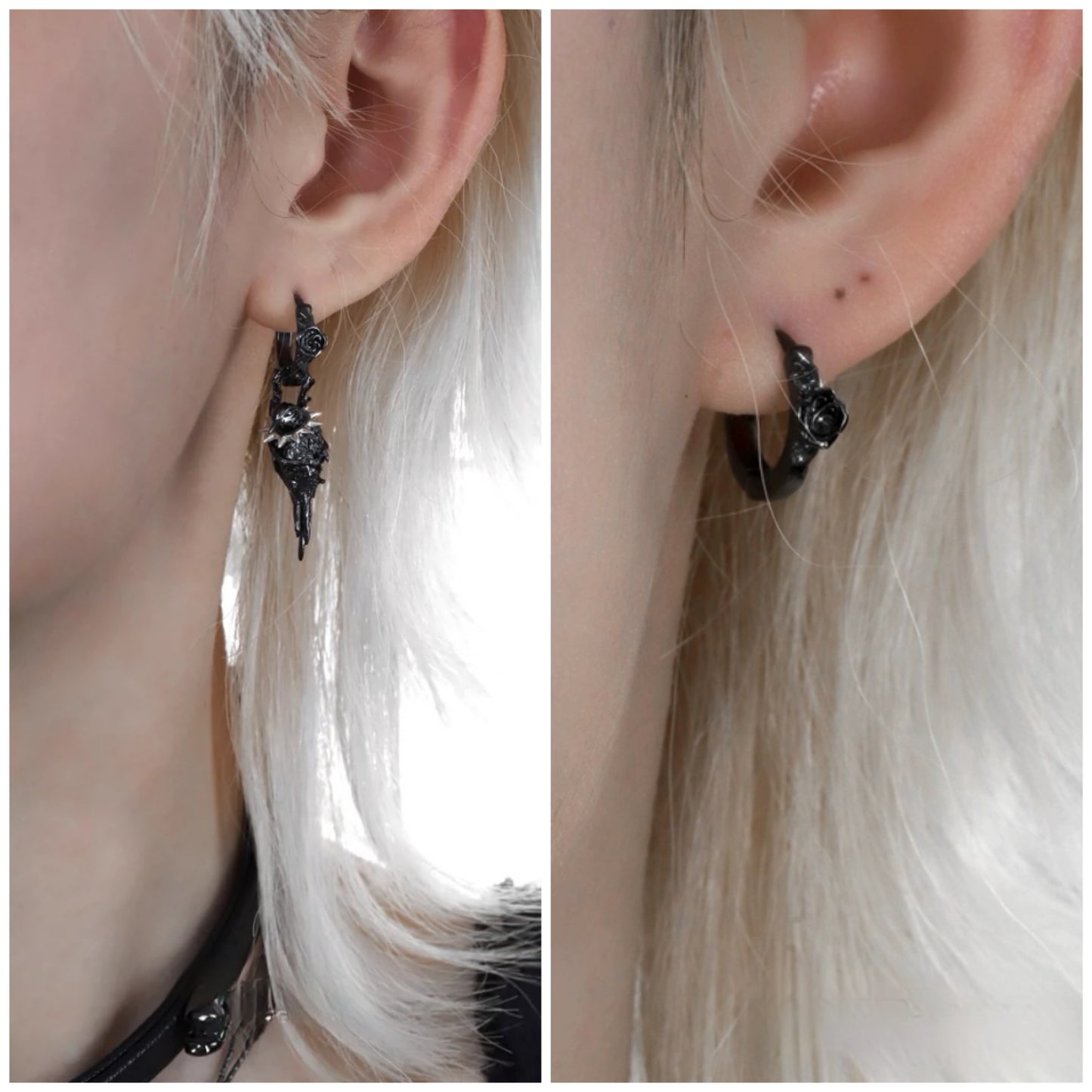 Mystic Unisex Demontierbarer Rabenblumen-Creolen-Ohrring