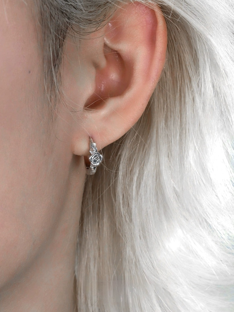 Mystic Unisex Demontierbarer Rabenblumen-Creolen-Ohrring